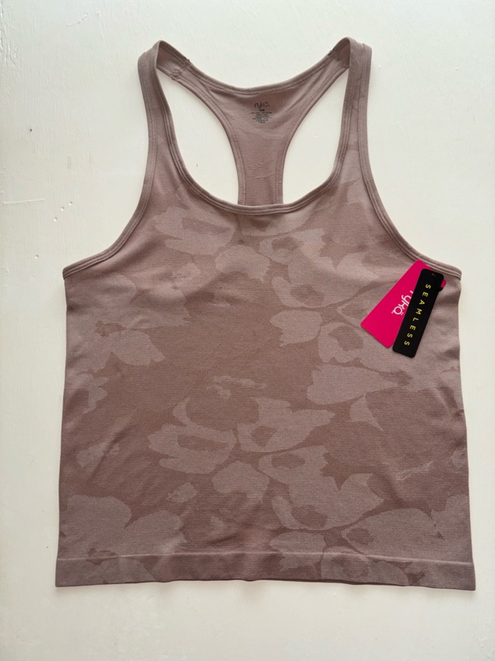NWT Ryka Seamless Floral Racerback Tank Top Light Brown/Taupe Size M